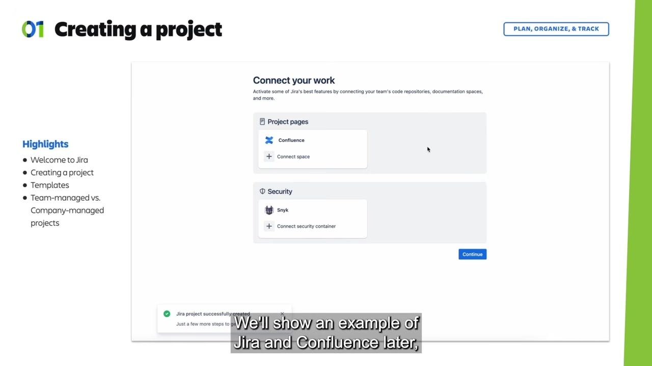 Atlassian Jira confirmation screen with logo, "Software to manage any project," and "Try it for free" message.