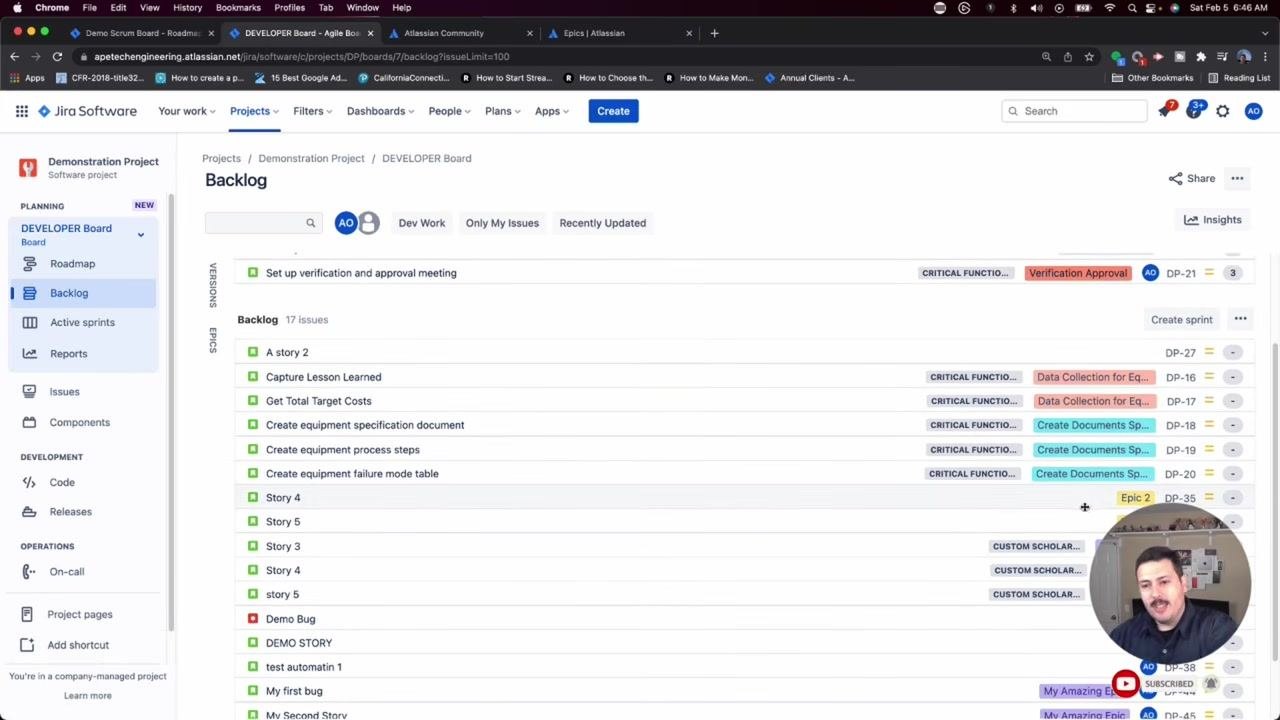 Confirmation message reading "You've created 'DP-46' issue" in Jira.