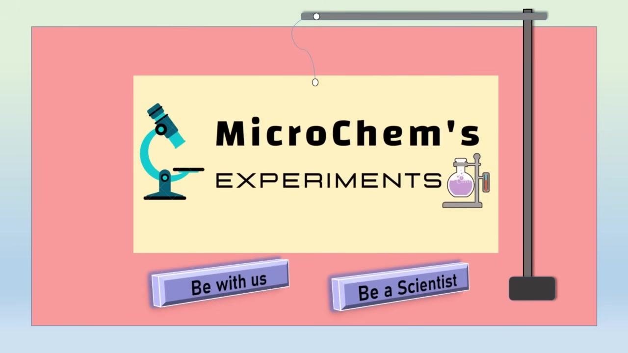 A slide showing Facebook and YouTube icons with the handles "@microchems.experiments" and "MicroChem's Experiments"