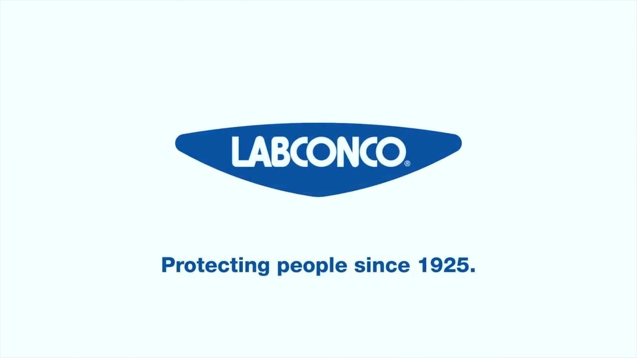A white background with the blue Labconco logo centered. Below the logo, the text reads: "Protecting people since 1925." No people, equipment, or laboratory setting is visible; this is a clean, branded end screen.
