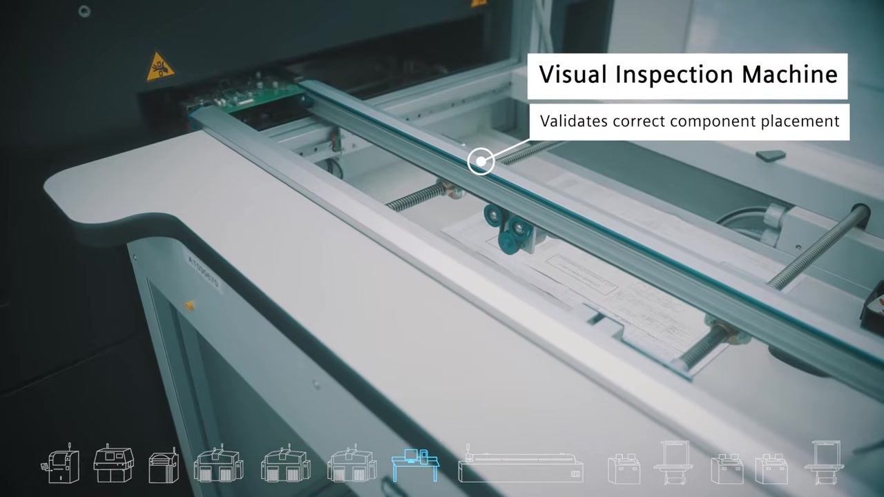 Operator's hand interacting with pick and place machine feeders, with callouts for "Valor IoT," "Valor Material Management," and "Opcenter Execution Electronics"