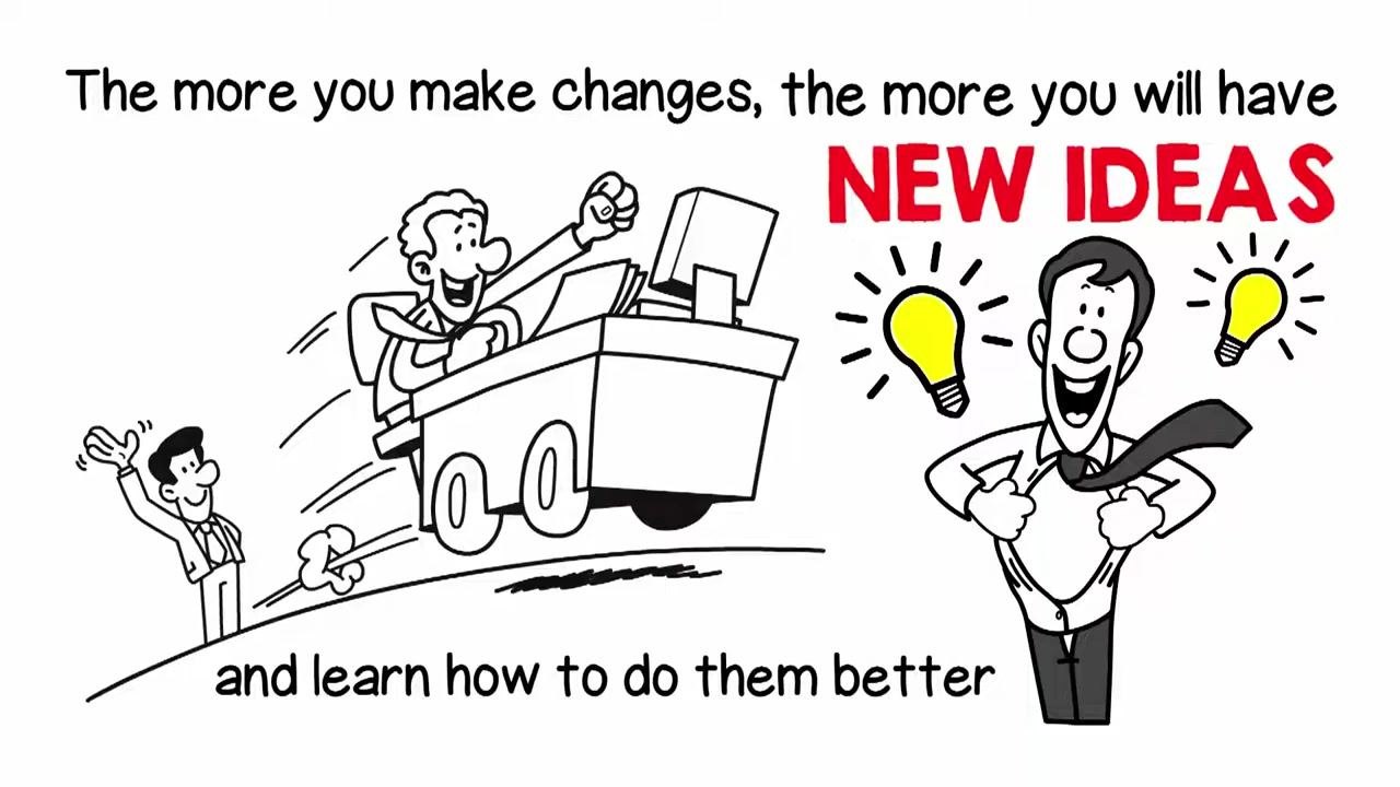 Text 'Do you want to start producing videos with us? Click the link below.' with a large downward arrow