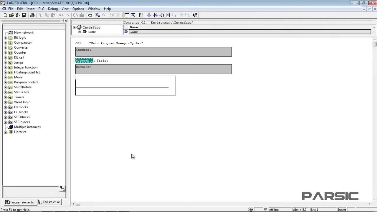 SIMATIC Manager project tree with S7 Program(6) expanded and the cursor pointing to the Blocks folder