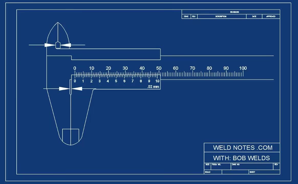 Blueprint-style diagram of a vernier caliper with arrows pointing to the correct measurement surfaces and the gaps to avoid