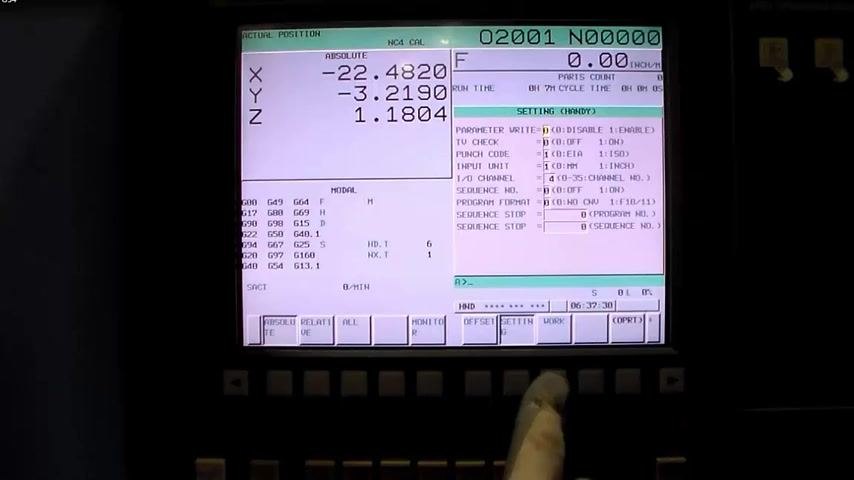 CNC control screen showing X axis moved to +0.1000, Y and Z unchanged
