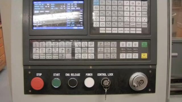 CNC controller panel displaying the program state window, with all control buttons and the display clearly visible.