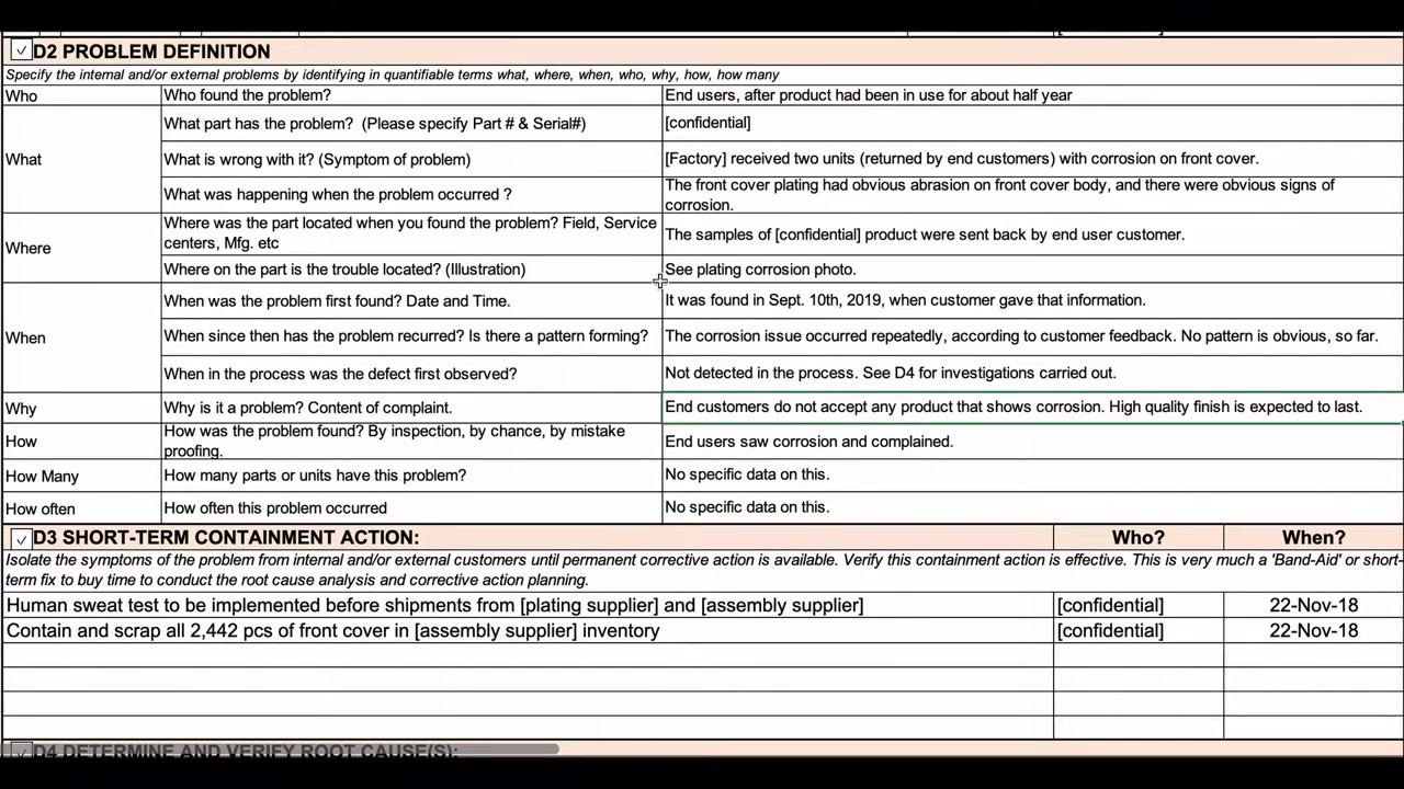 Screen capture showing consideration of halting shipments as an immediate containment measure while analysis continues.