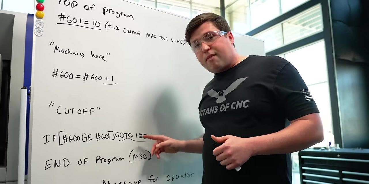 Whiteboard diagram illustrating the loop and the operator notification logic once the tool life limit is reached