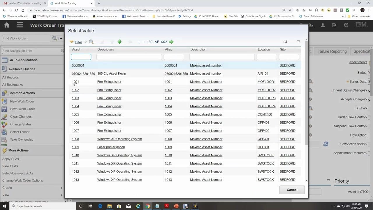 Cursor over the Select Value button of the Work Type field