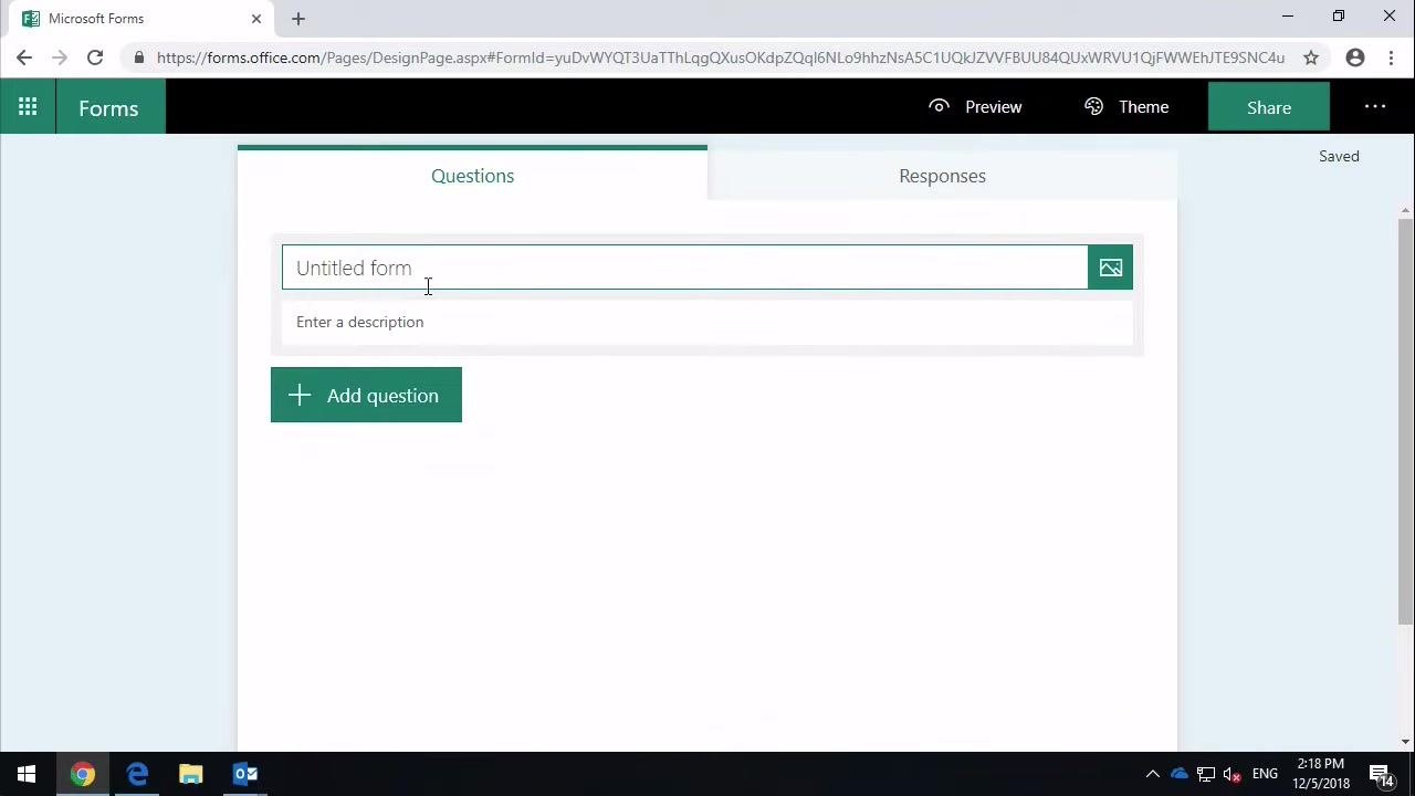Date question being added with 'When did you take the training?' and Required toggle visible