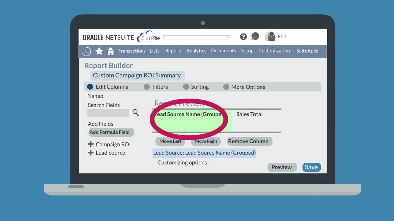 Report Builder Filters section with filter values and the Show in Filter Region option highlighted
