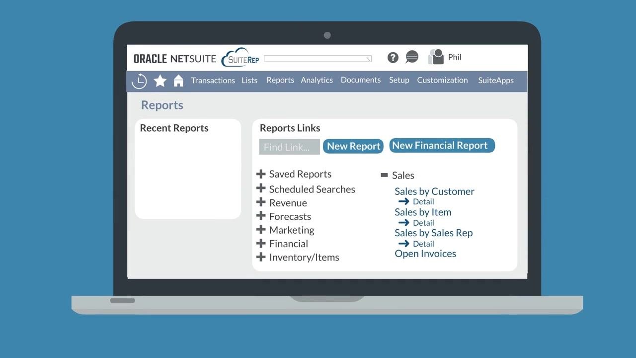 Reports dashboard ready for further customization, showing standard and ad hoc report options