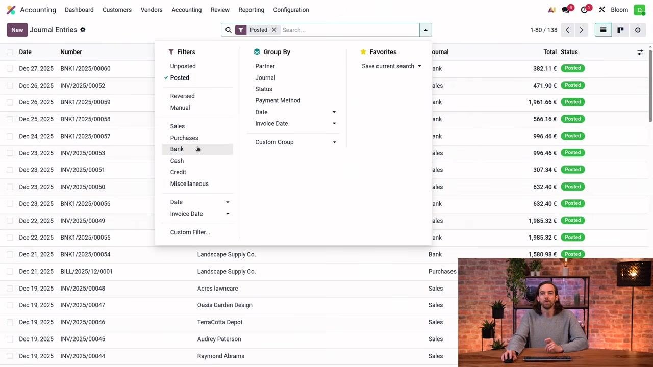 Odoo dashboard with multiple app icons, with the Accounting app highlighted