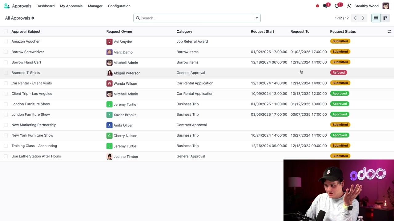 Approval request details with Chatter showing refusal reason and communication