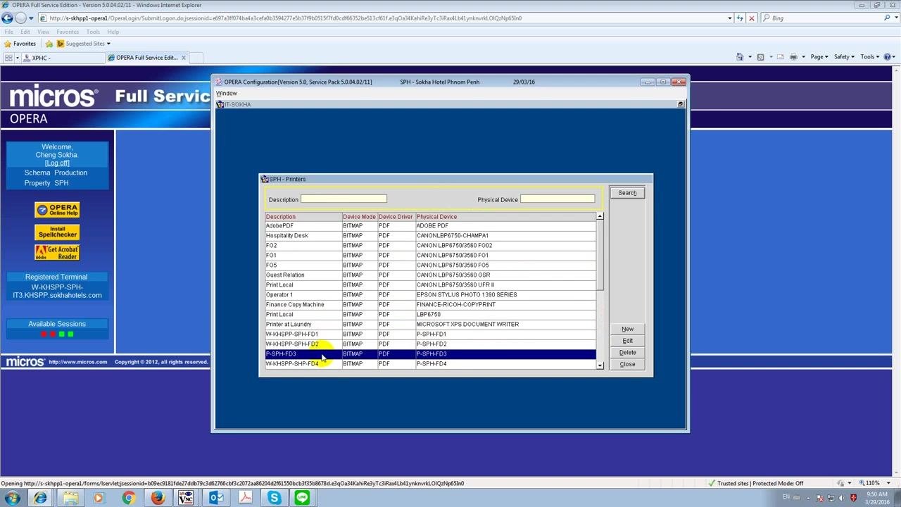 Printer configuration window with "P-SHP-FD3" selected in the list.