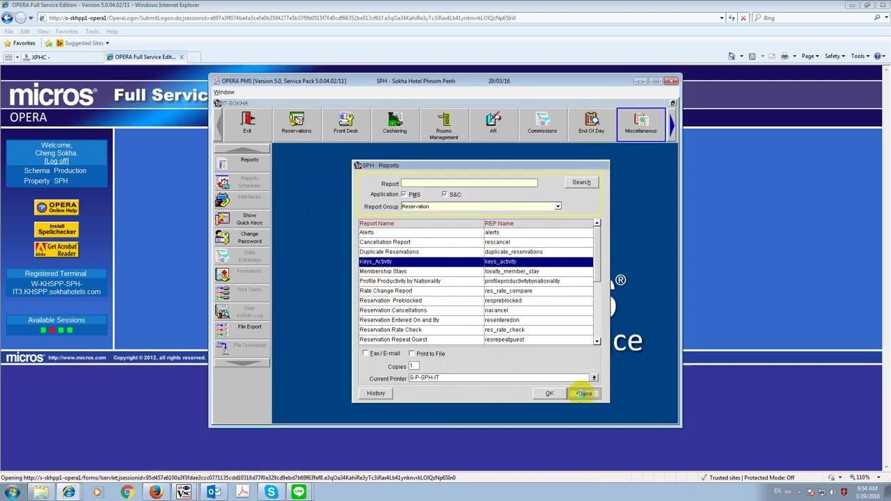 Printers selection dialog showing network printers, with the cursor positioned over an entry.
