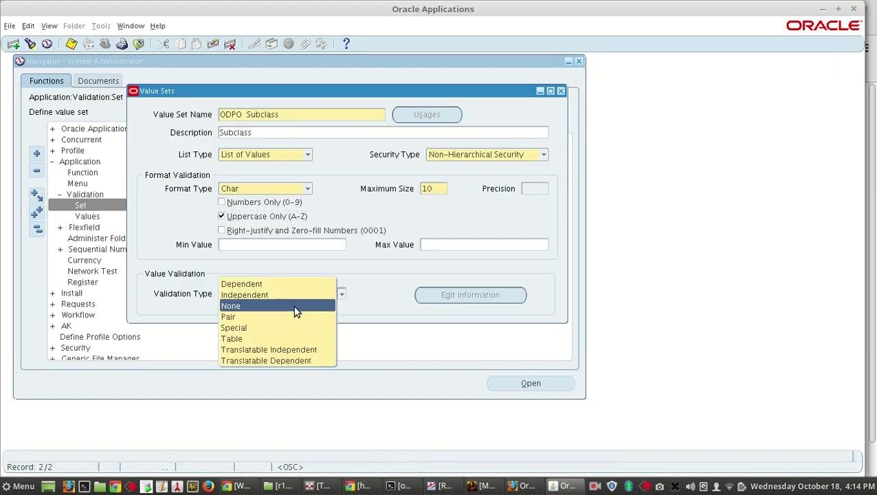 Documentation page showing a table with value set configuration and step-by-step instructions for entering the information