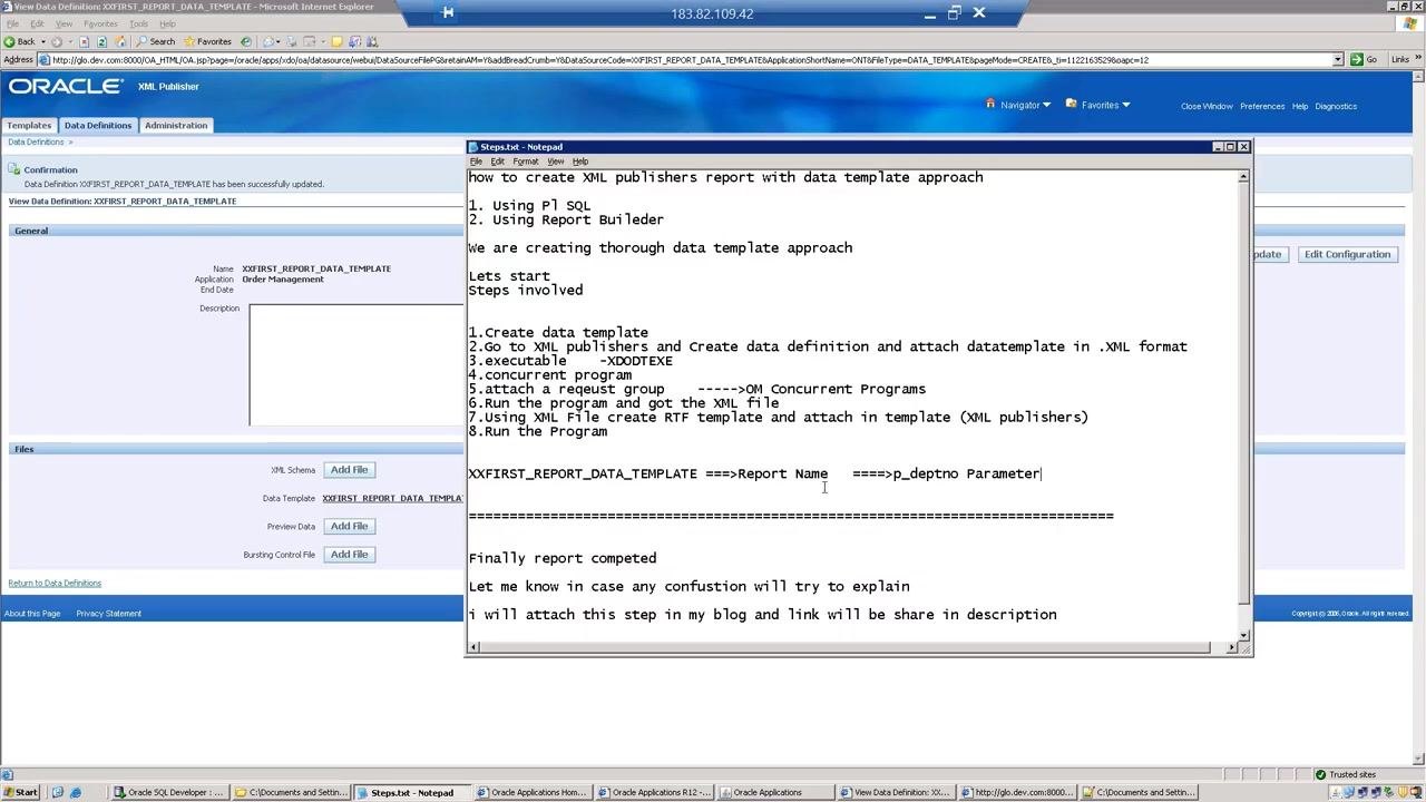 Create Template screen with the Search and Select Application dialog open