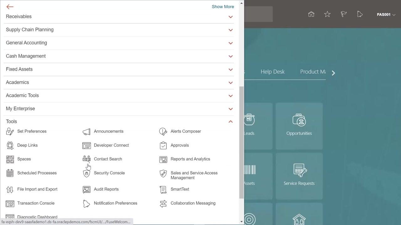 Oracle Applications Cloud sign-in screen with username and password fields filled in, Sign In button visible, language set to English
