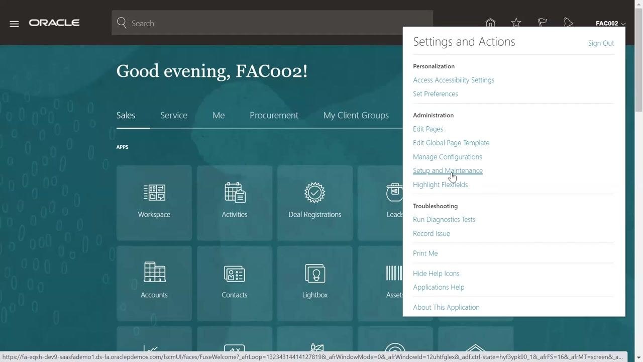 Oracle Applications Cloud sign-in screen with a user ID being entered