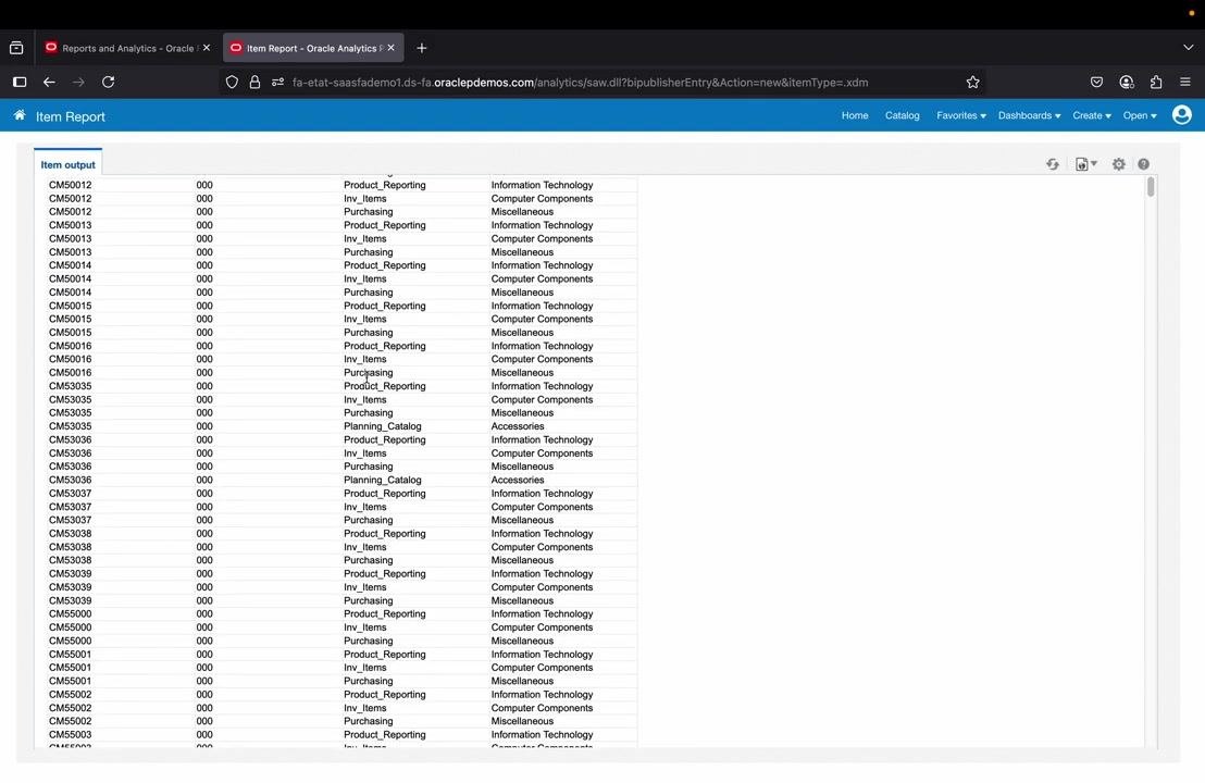 Save As dialog with the Test Report folder selected and "Item Report" entered as the name