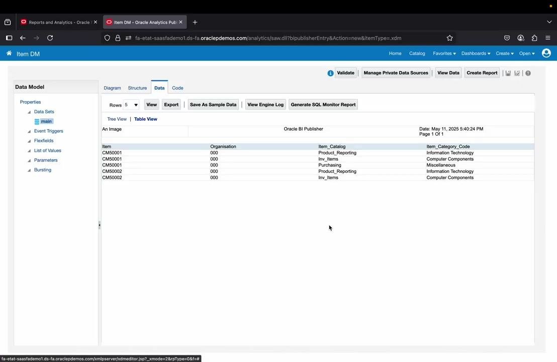 Create Report wizard with Use Data Model selected and the Guide Me option enabled