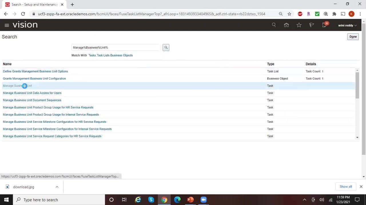 Create Business Unit form with the Name field being filled in and Manager dropdown suggestions visible.