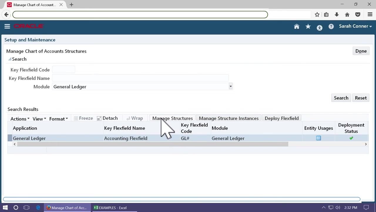 Create Key Flexfield Structure screen with the Structure Code, Name, and Description fields being filled in as GX_COA1.