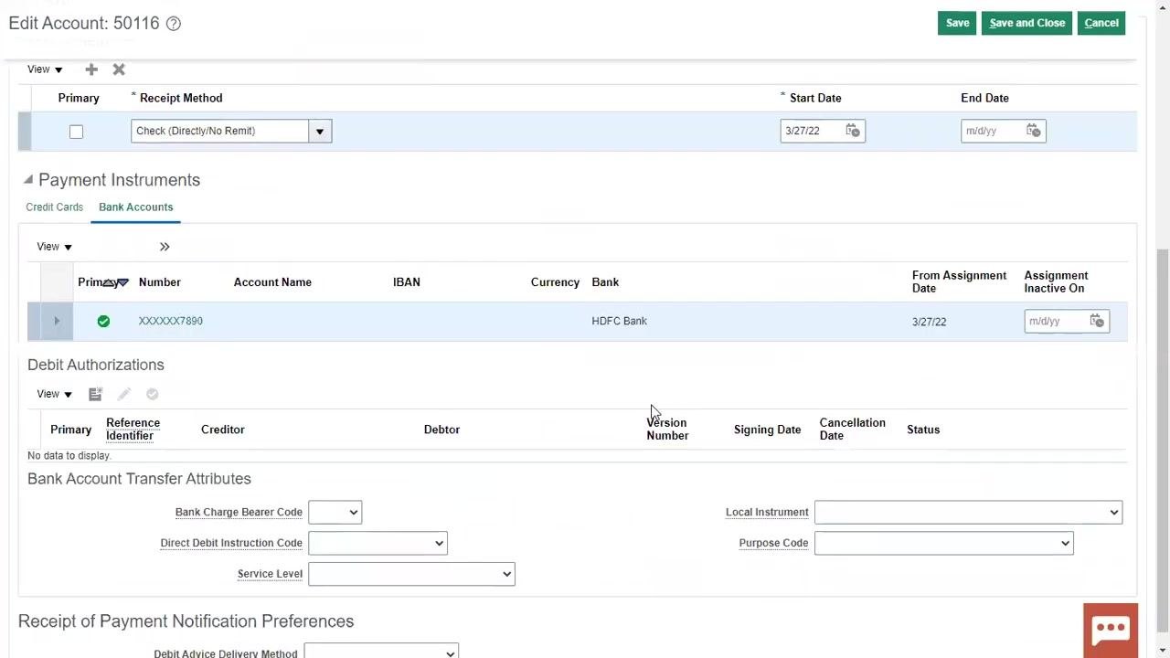 Communication tab selected, showing the Account Contacts section and the Edit Contacts button