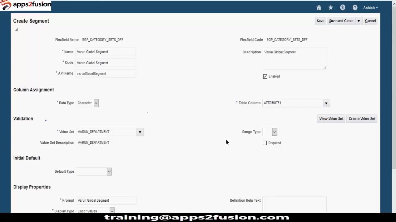 Create Segment screen with the Required checkbox visible in the Validation section