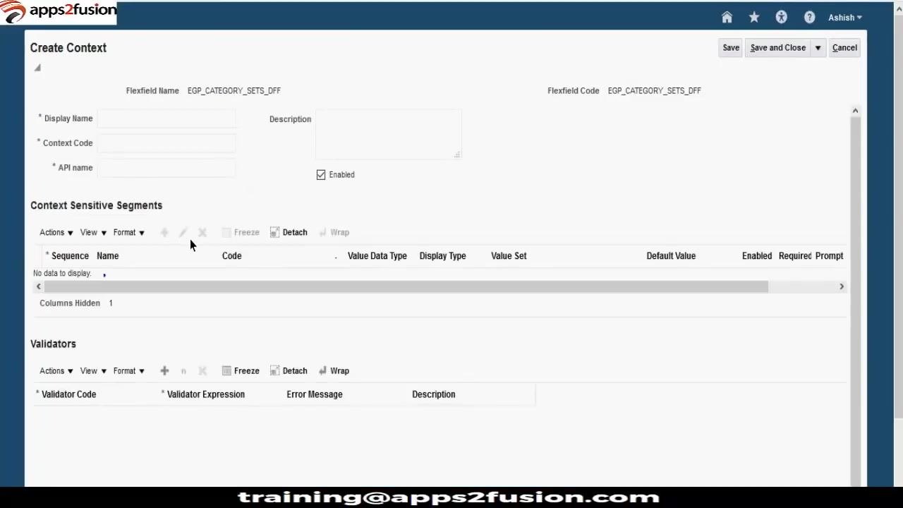 Create Context screen with the plus button in the Context Sensitive Segments section highlighted, ready to add a new context