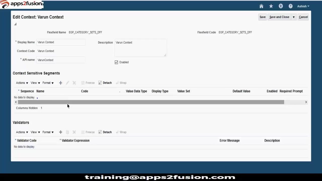 Edit Context: Varun Context screen with the plus button in the Context Sensitive Segments section highlighted, ready to add a segment