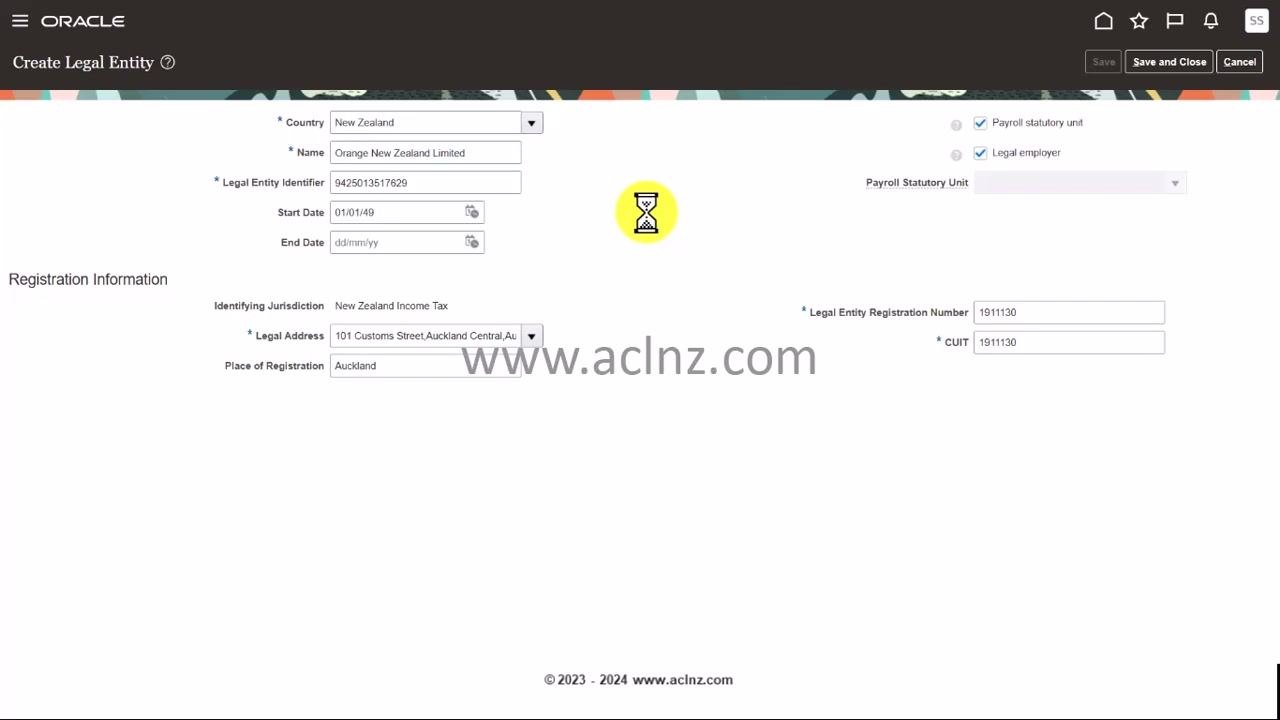 Save button clicked, with an hourglass icon appearing to indicate processing and validation