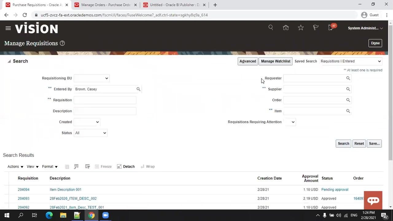 Cursor clicking "Add to Cart" on the Enter Requisition Line page, with all fields filled and Negotiated checked