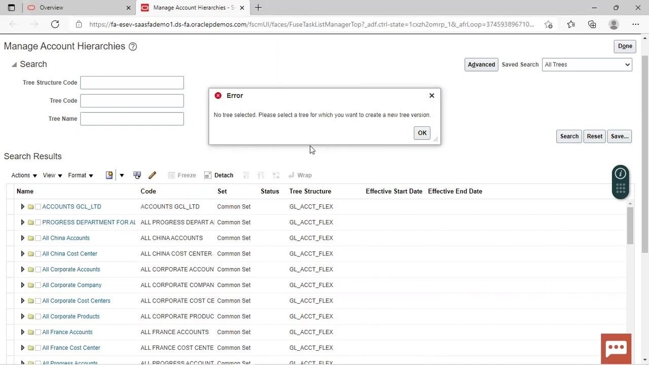 Specify Definition form for tree version, with "Fusion Tree Version" as Name and "1/8/22" as Effective Start Date