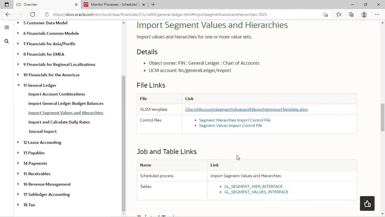 Oracle Fusion "Schedule New Process" dialog with "Load Interface File for Import" selected and description visible