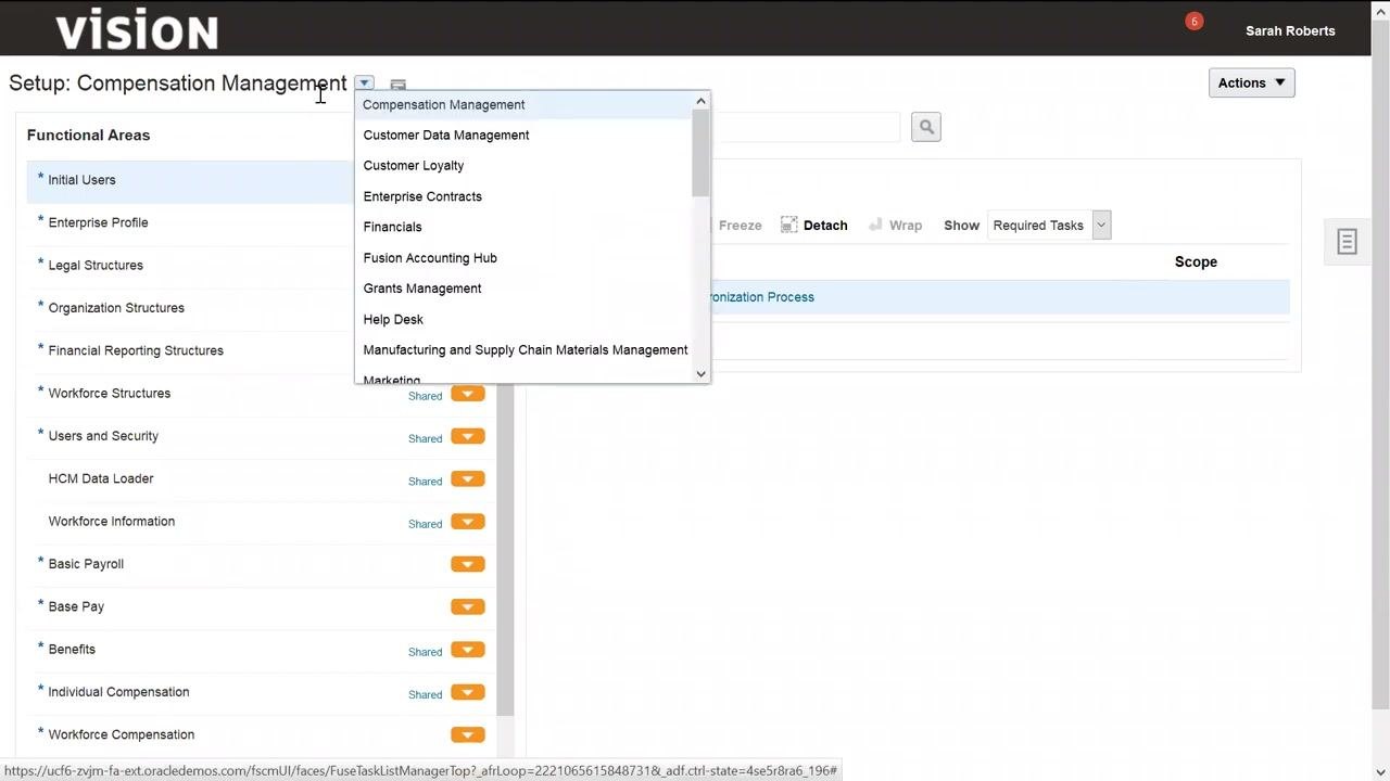 Oracle Applications Cloud sign-in screen with fields for User ID, Password, Sign In button, and language selection.