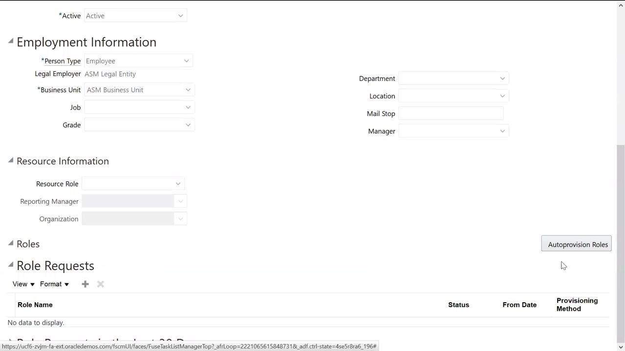 Main user form with the Autoprovision Roles button visible, ready to assign roles automatically.