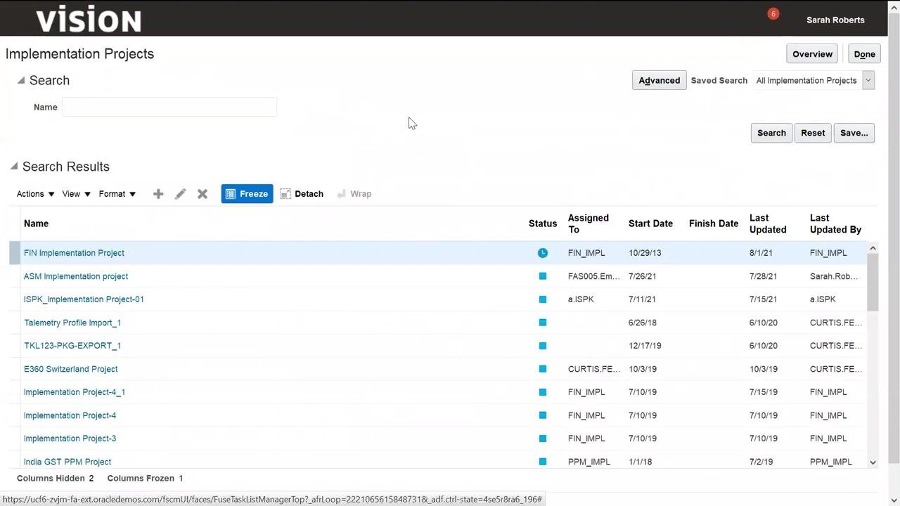 Settings and Actions menu open, highlighting Setup and Maintenance under Administration.