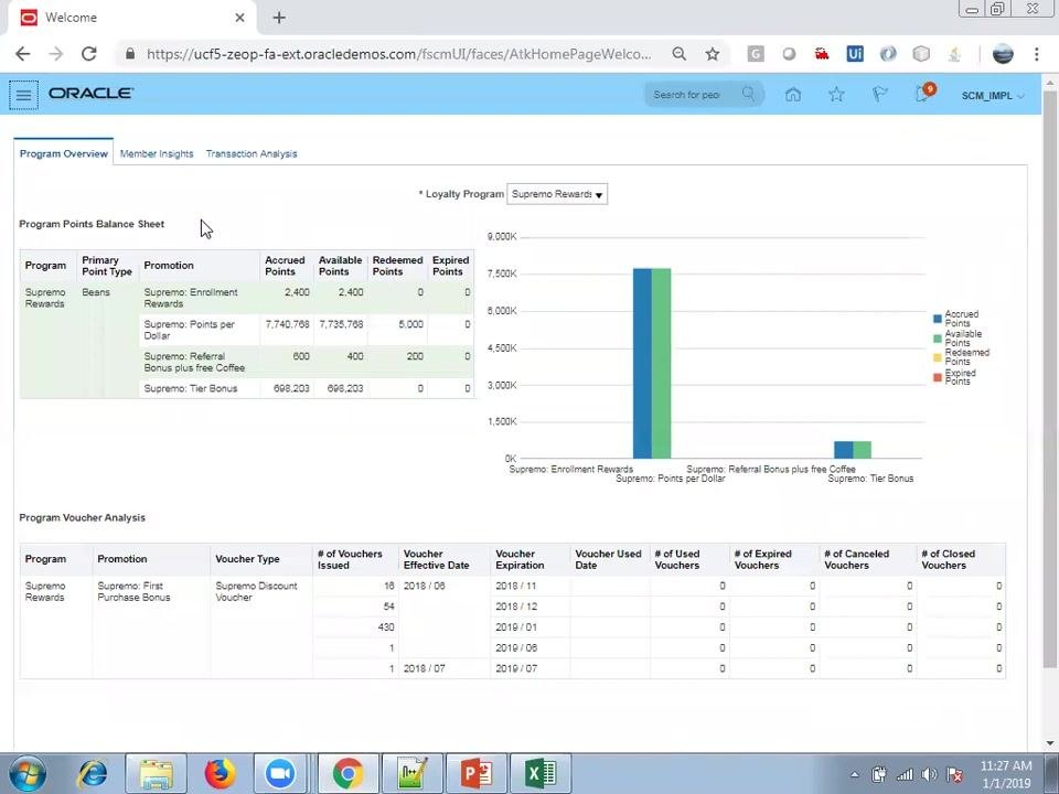 Oracle Cloud Navigator panel open, with the Tools section visible and Reports and Analytics listed among other options