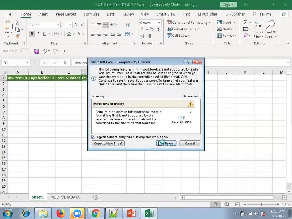 Excel Open File dialog with the XML file XXLT_ITEM_ITEM_DTLS_DM.xml selected, ready to be imported