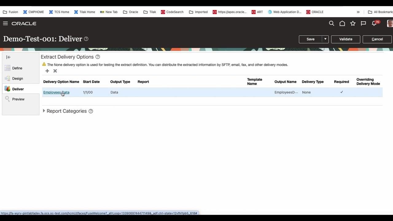 Deliver section with the Employees Data delivery option listed.