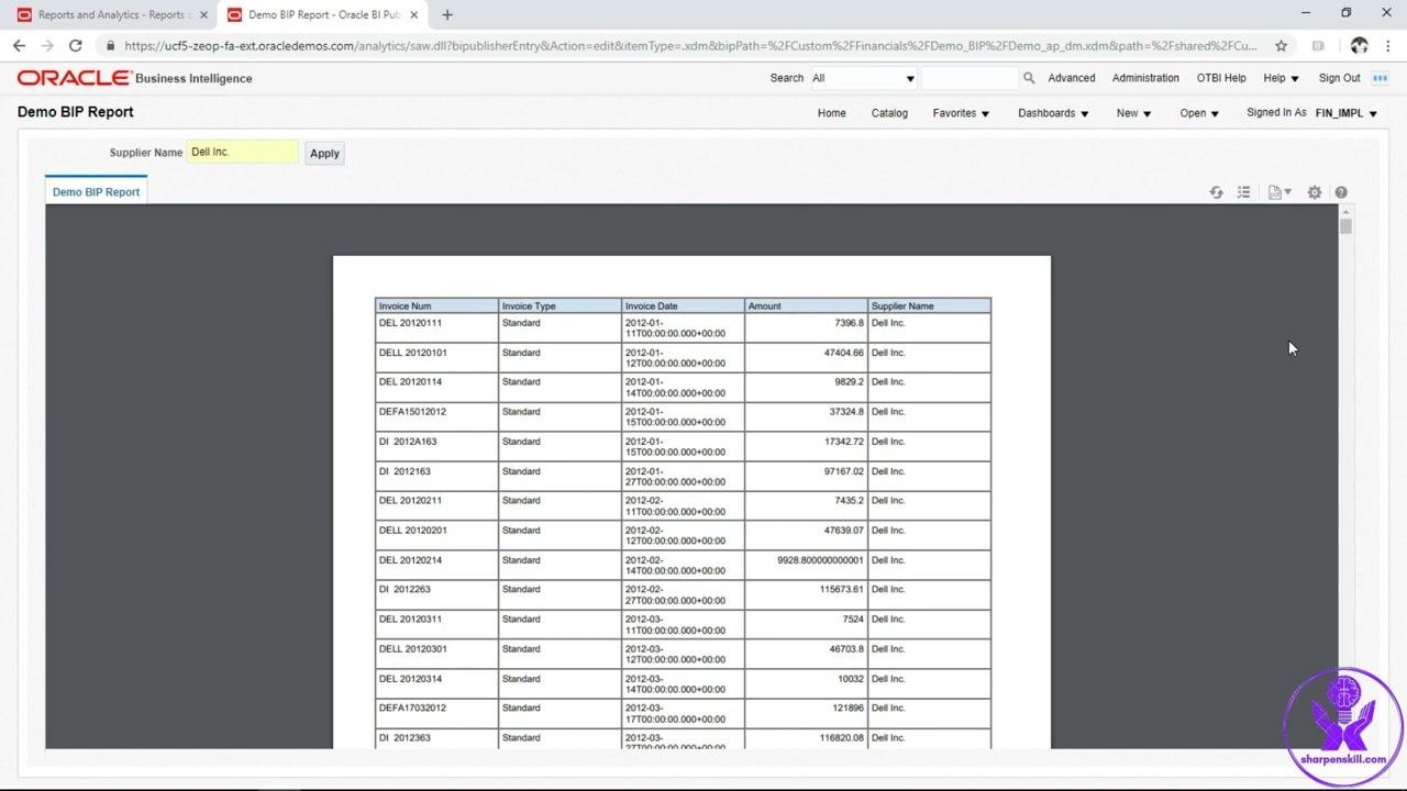 Report Properties dialog with the Auto Run checkbox being unchecked under the General tab, and other options such as Run Report Online and Show Controls visible