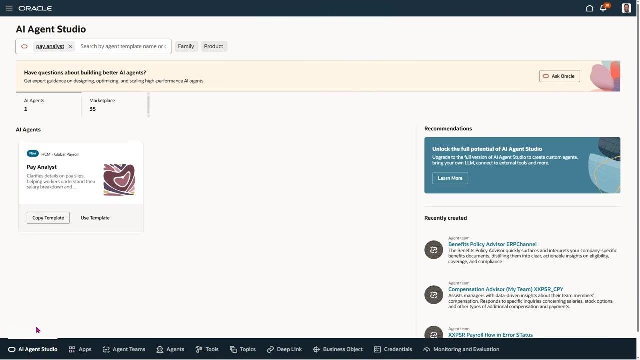 New Agent Team wizard with the Details tab active, showing fields for agent configuration.