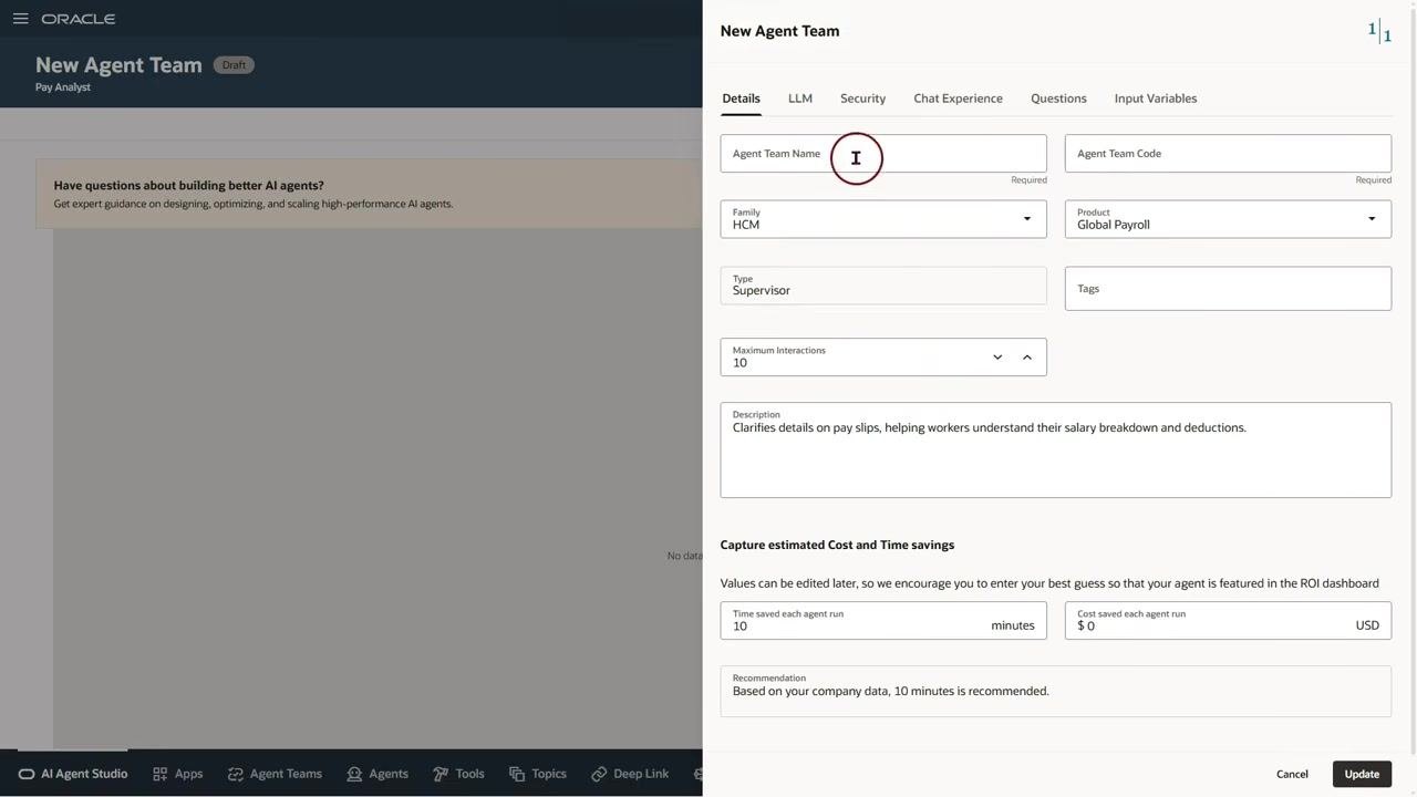 ERPChannel Pay Analyst draft screen after saving, ready for further configuration or interaction.