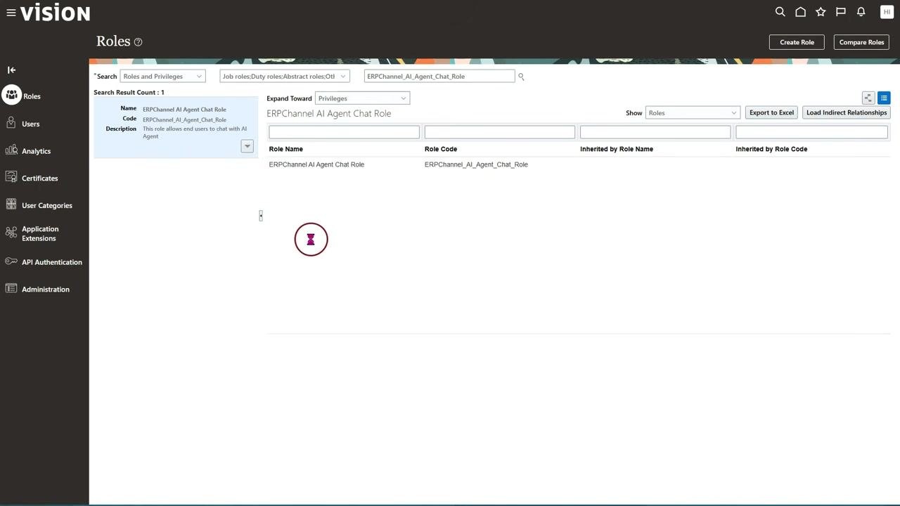 Security tab with the role and code fields filled in and the description automatically populated, confirming the system now recognizes the role.