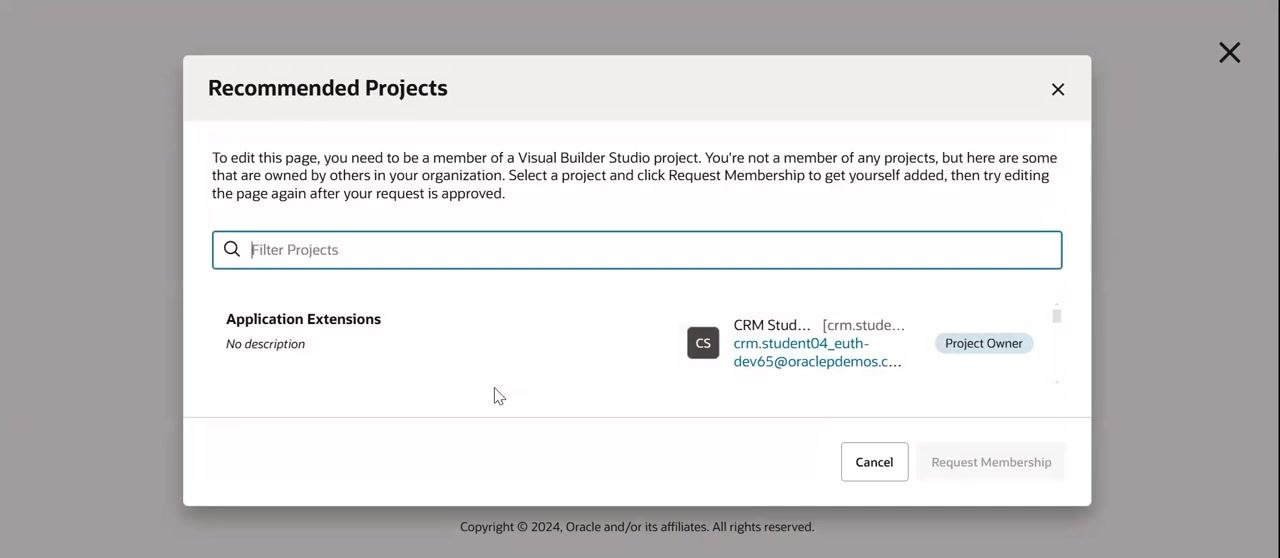 Settings and Actions menu with Edit Page in Visual Builder Studio highlighted