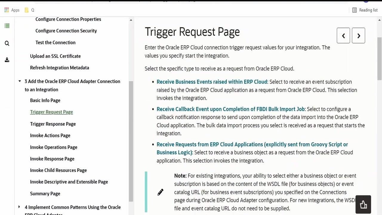 Oracle documentation page showing details for the getDocumentsForFilePrefix operation, including request payload fields: prefix, account, and comments.