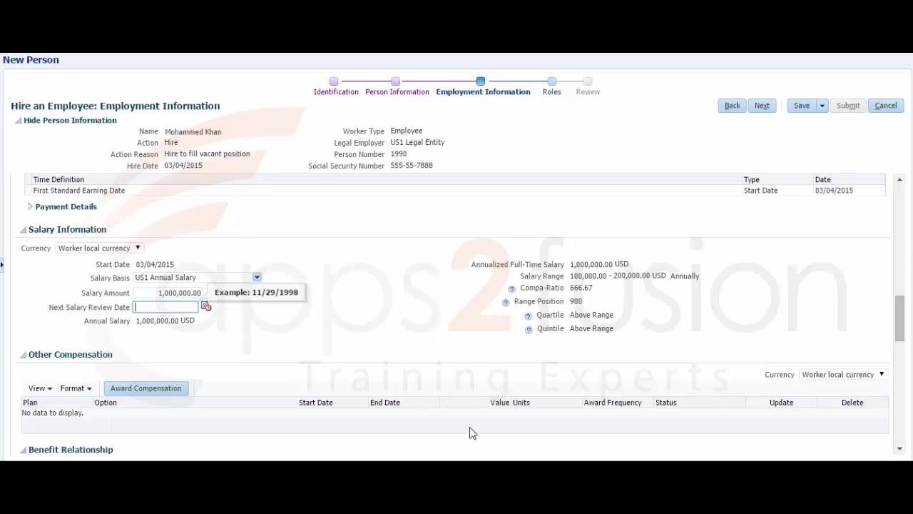 Roles step with the Employee role listed, Add Requested status, Provisioning Method Automatic