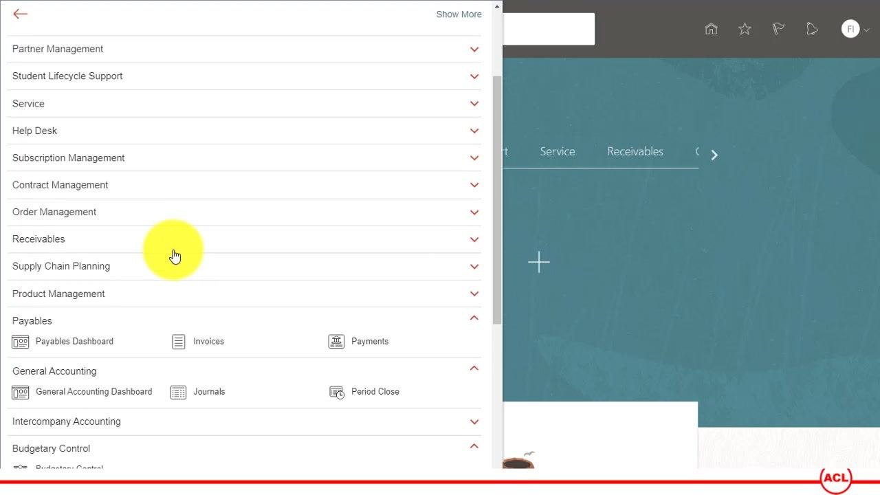 Main dashboard after sign-in, showing the welcome message, navigation bar, and quick action tiles